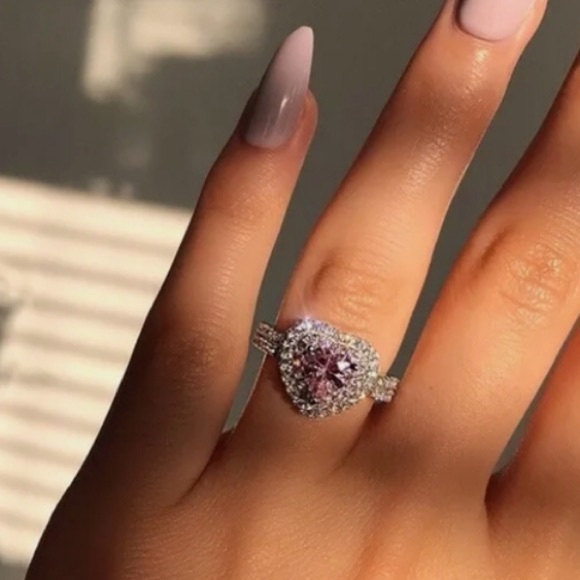 ☆*NEW 925 SILVER PINK SAPPHIRE GEMSTONE HEART RING - Picture 2 of 3